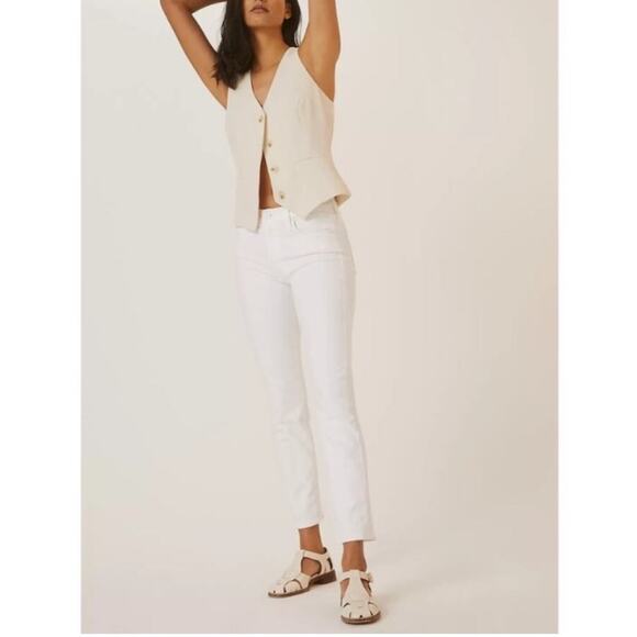 Mother Jeans Women’s The Mid Rise Dazzler Ankle White Fairest Of Them All Jeans - Picture 1 of 15